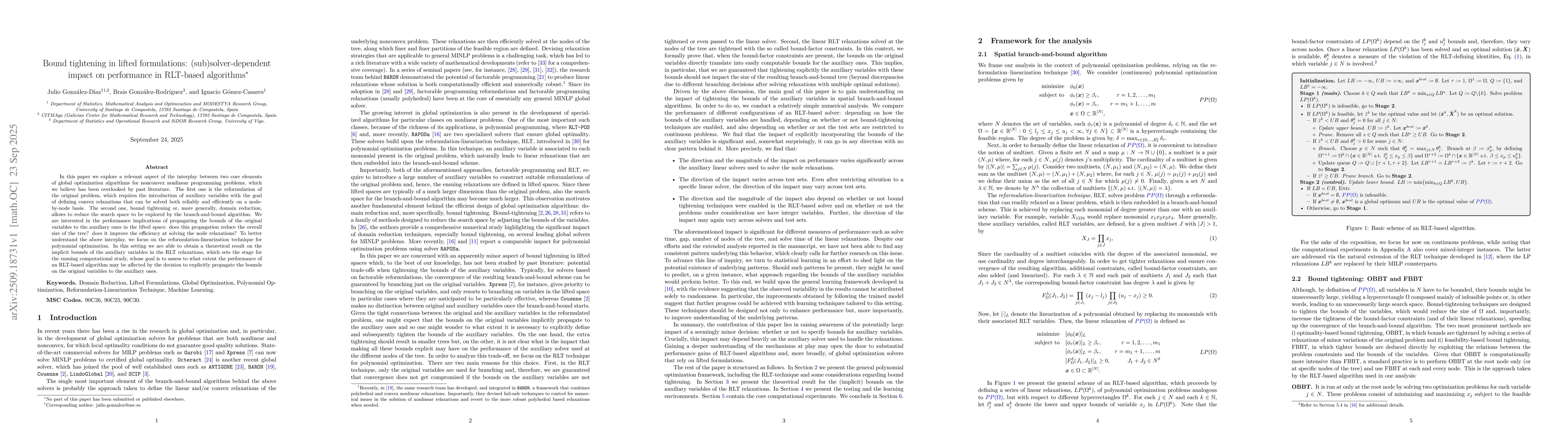 Thumbnail for Bound tightening in lifted formulations: (sub)solver-dependent impact on
  performance in RLT-based algorithms