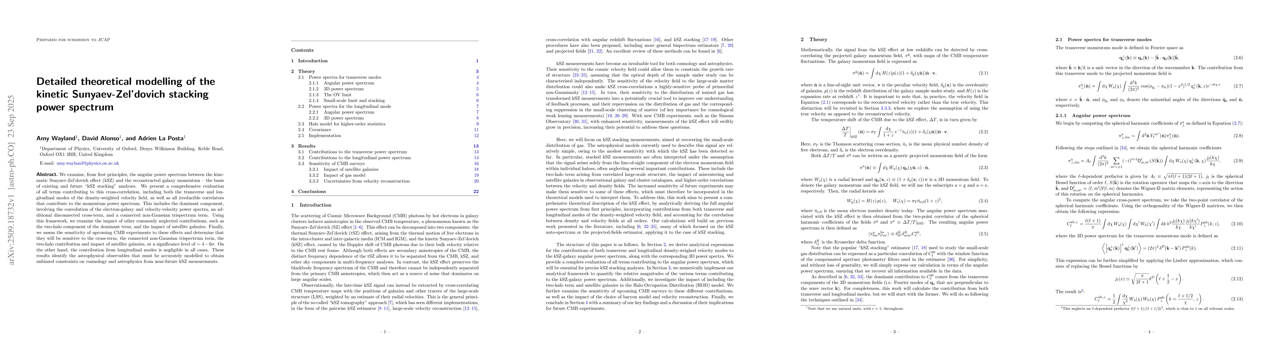 Thumbnail for Detailed theoretical modelling of the kinetic Sunyaev-Zel'dovich
  stacking power spectrum