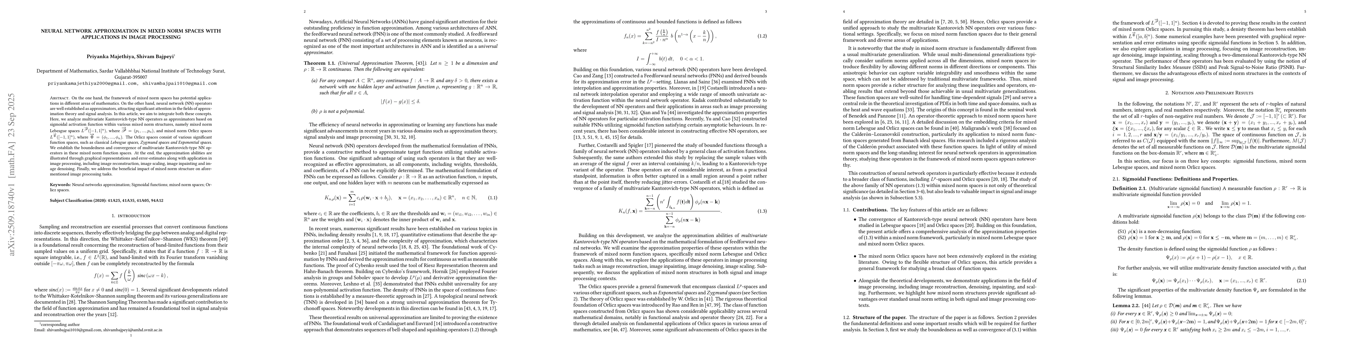 Thumbnail for Approximation by multivariate neural network operators in mixed norm
  space: theory and application