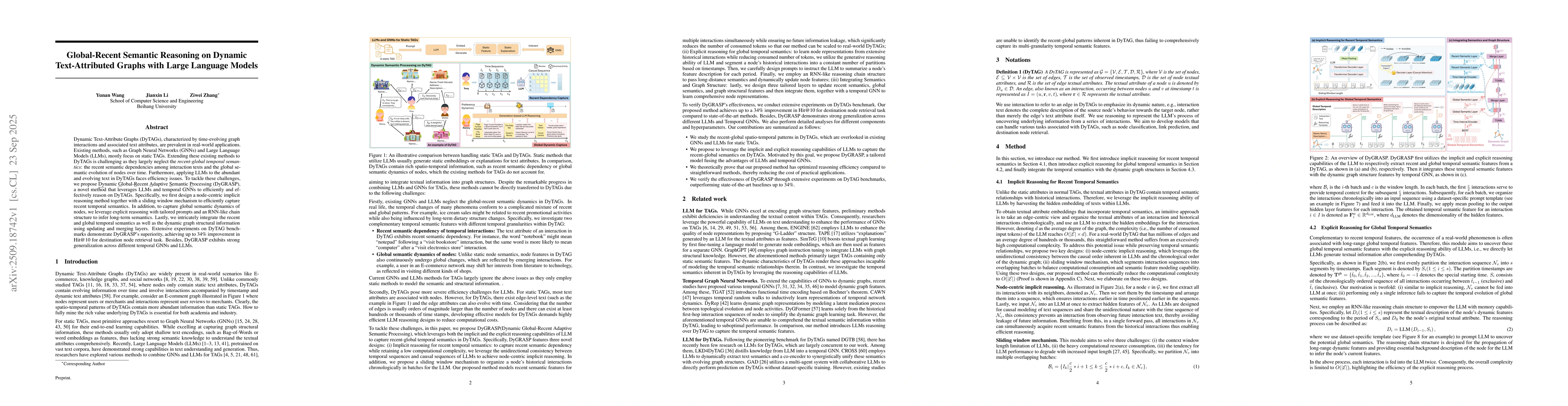 Thumbnail for Global-Recent Semantic Reasoning on Dynamic Text-Attributed Graphs with
  Large Language Models