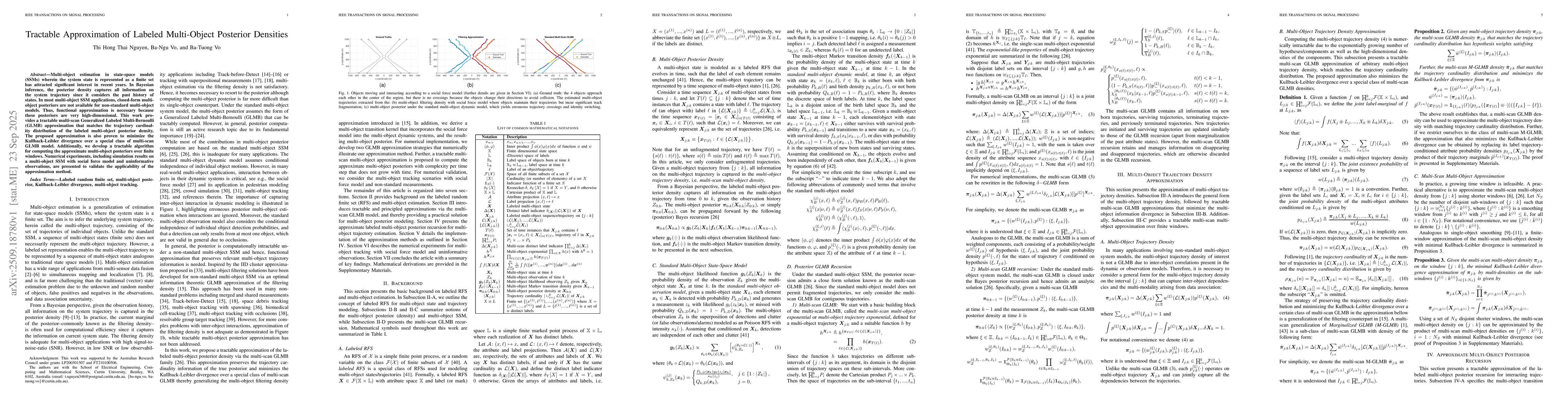 Thumbnail for Tractable Approximation of Labeled Multi-Object Posterior Densities