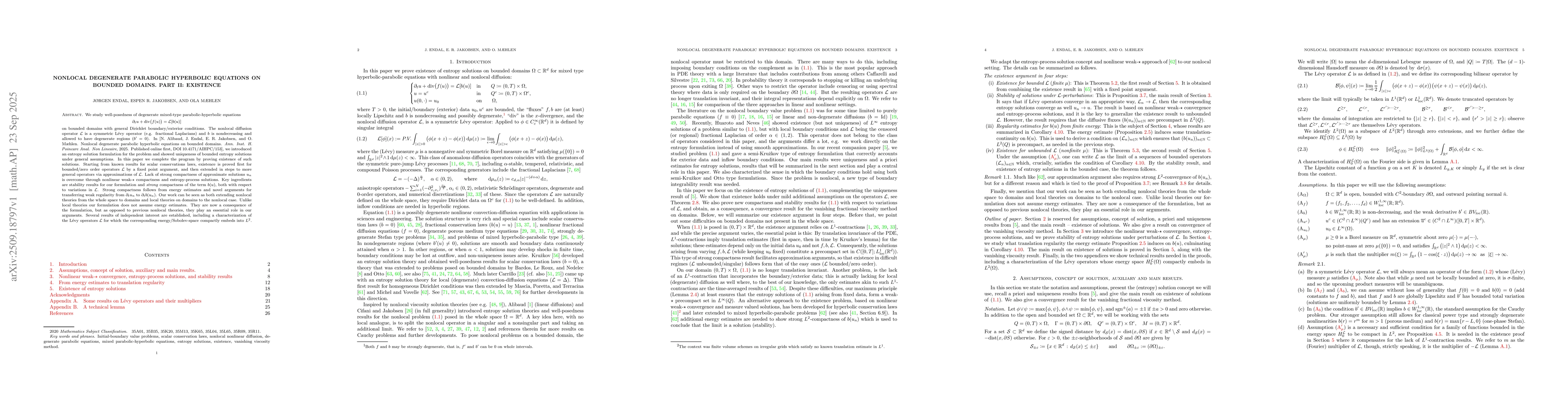 Thumbnail for Nonlocal degenerate parabolic hyperbolic equations on bounded domains.
  Part II: Existence