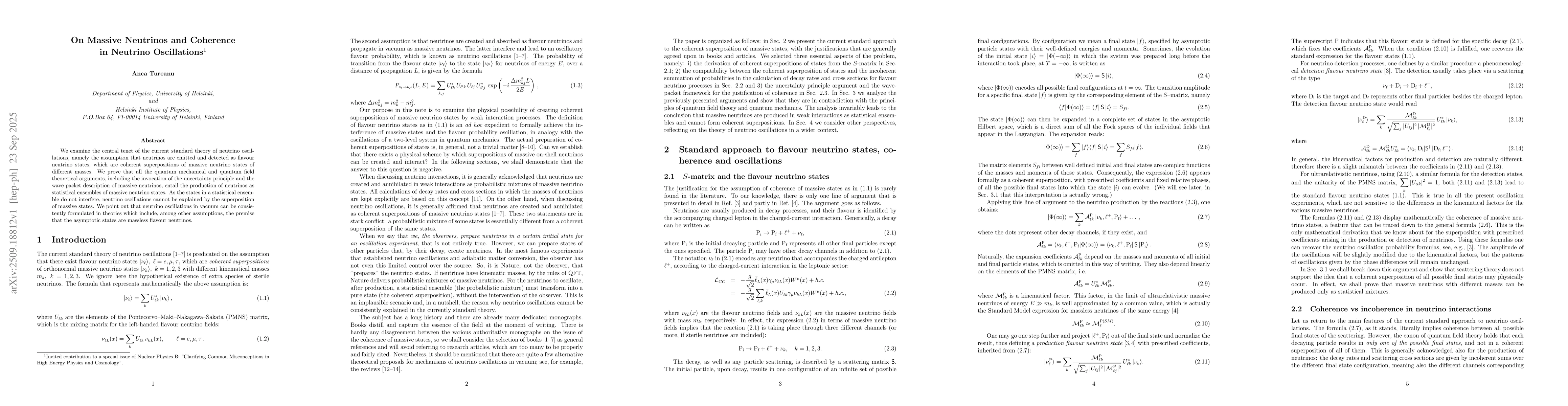 Thumbnail for On Massive Neutrinos and Coherence in Neutrino Oscillations