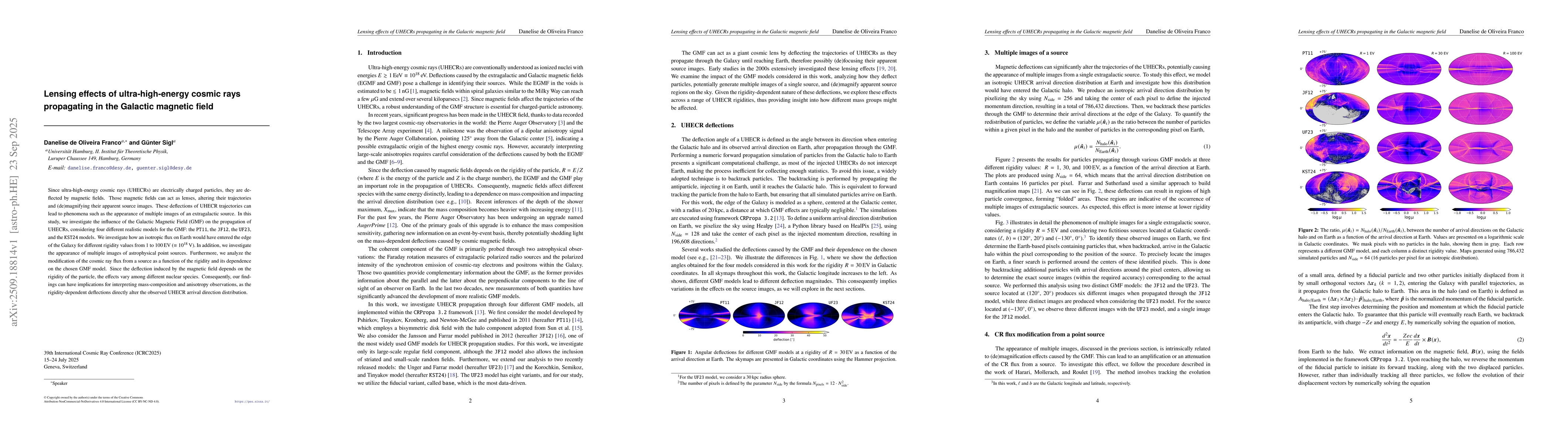 Thumbnail for Lensing effects of ultra-high-energy cosmic rays propagating in the
  Galactic magnetic field