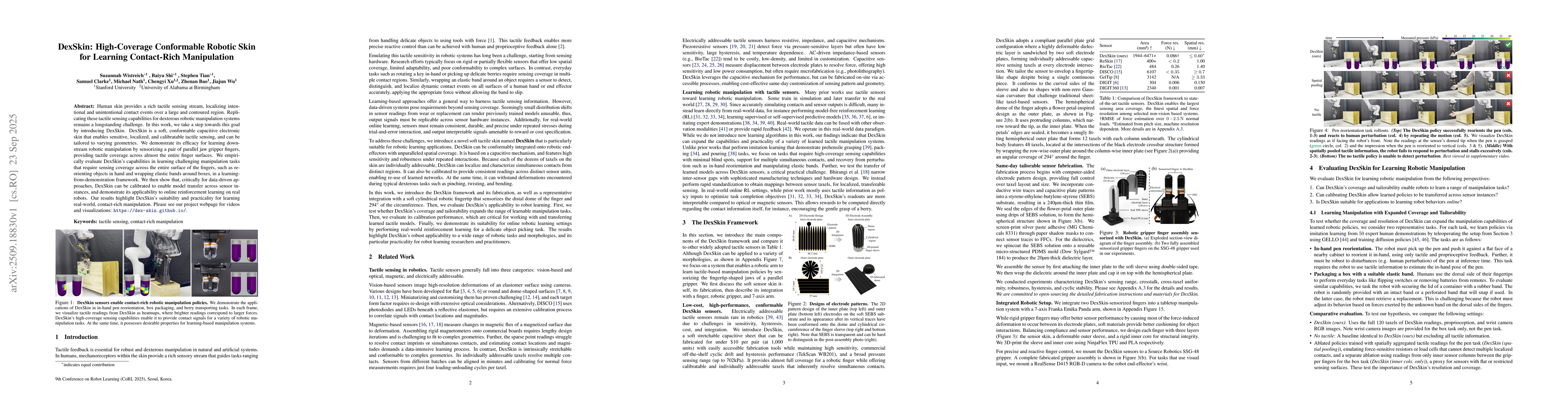 Thumbnail for DexSkin: High-Coverage Conformable Robotic Skin for Learning
  Contact-Rich Manipulation