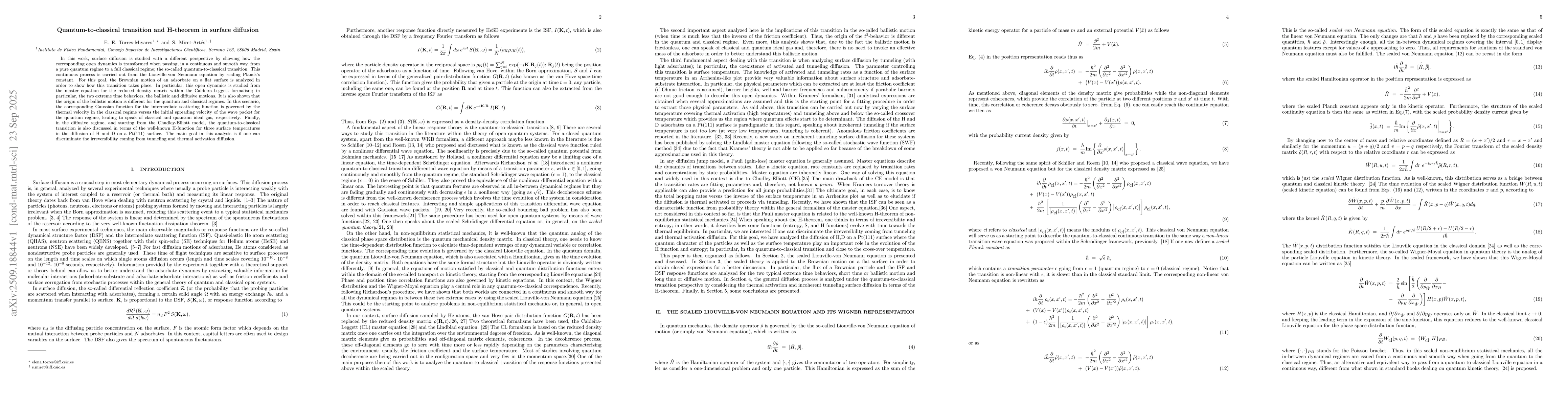 Thumbnail for Quantum-to-classical transition and H-theorem in surface diffusion