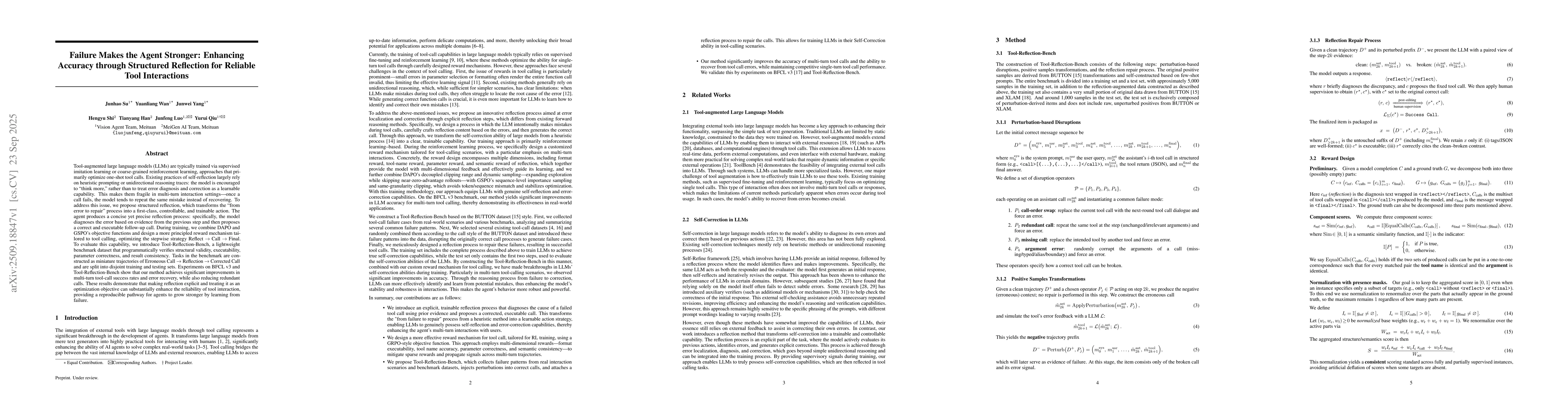 Thumbnail for Failure Makes the Agent Stronger: Enhancing Accuracy through Structured
  Reflection for Reliable Tool Interactions