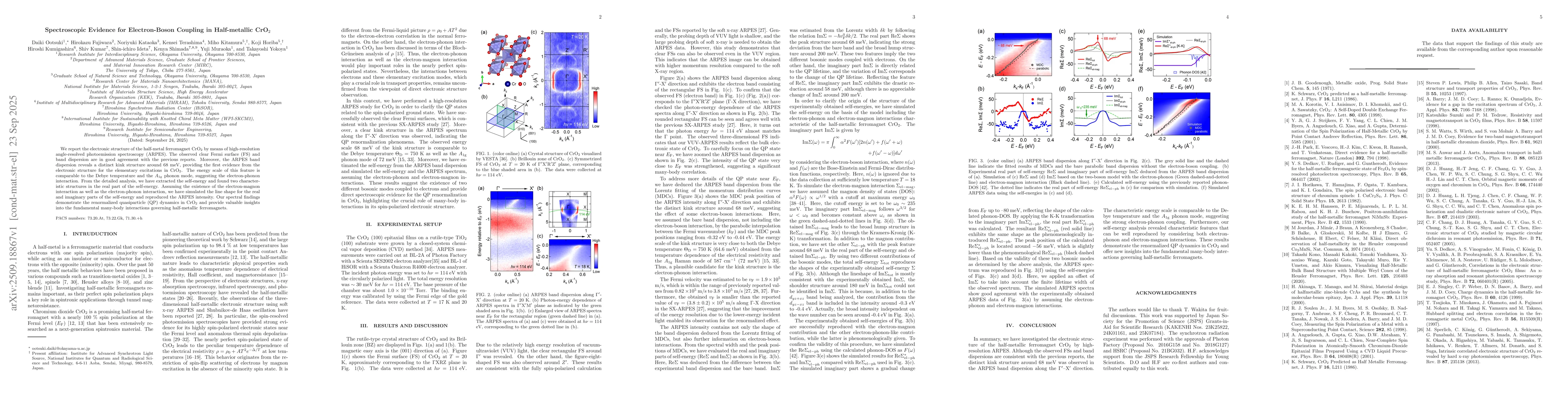 Thumbnail for Spectroscopic Evidence for Electron-Boson Coupling in Half-metallic CrO2