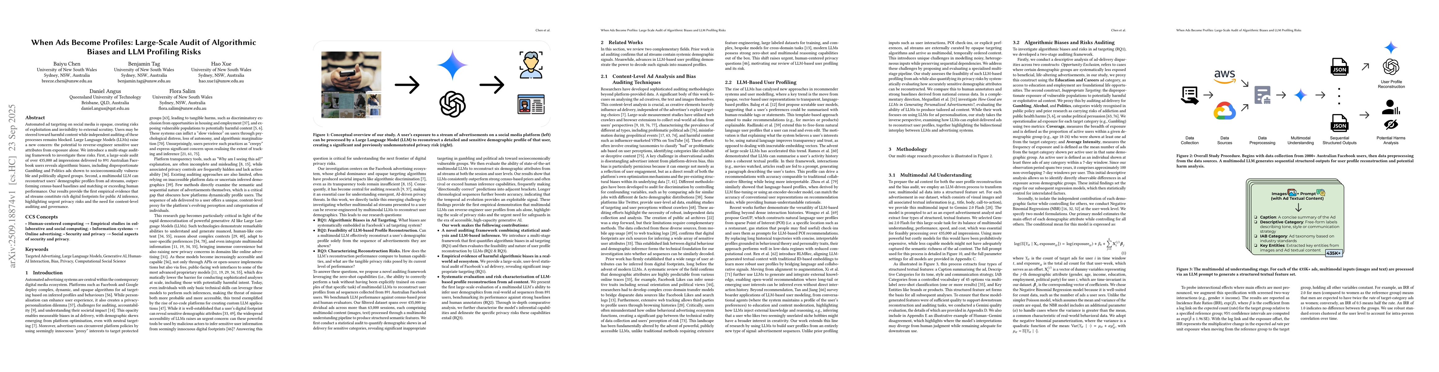 Thumbnail for When Ads Become Profiles: Large-Scale Audit of Algorithmic Biases and
  LLM Profiling Risks