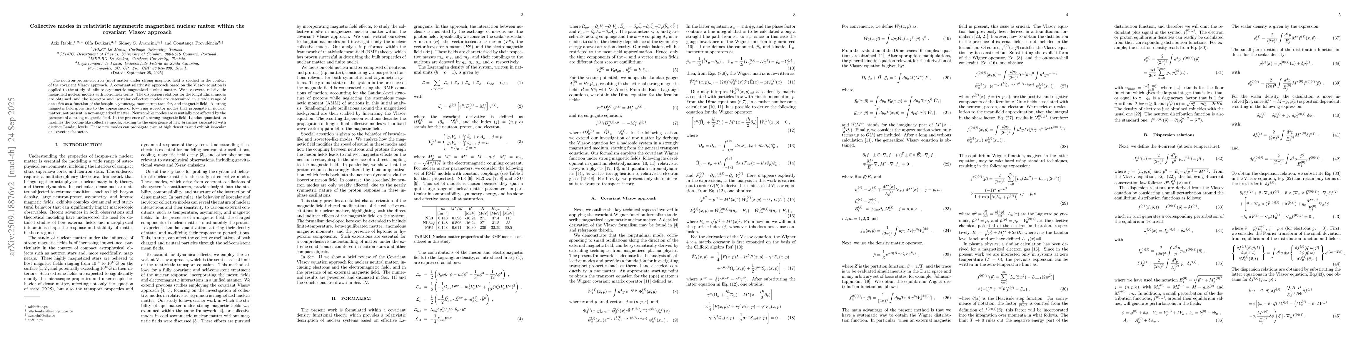Thumbnail for Collective modes in relativistic asymmetric magnetized nuclear matter
  within the covariant Vlasov approach