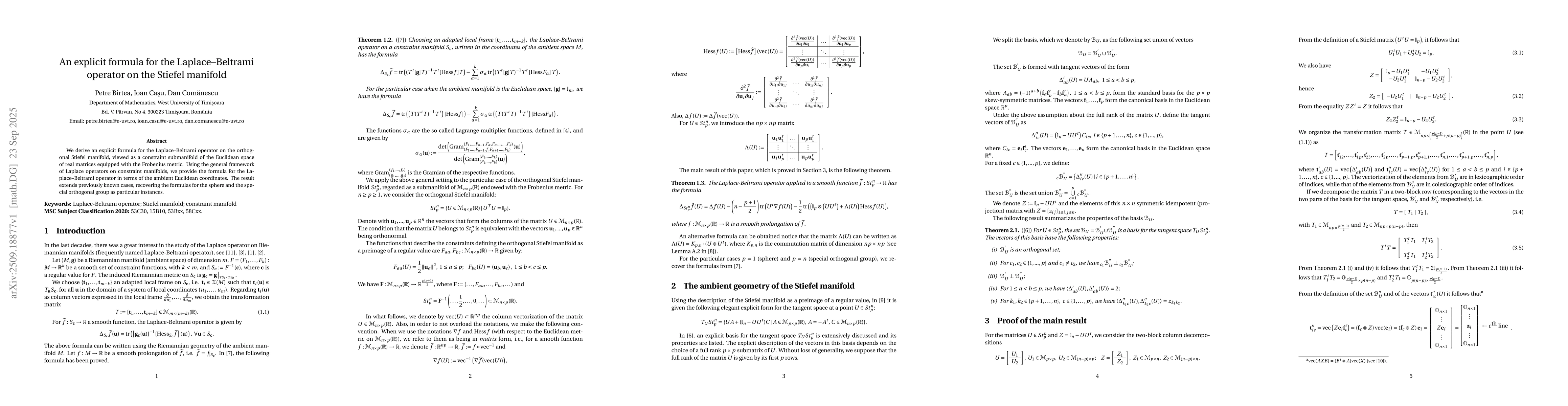 Thumbnail for An explicit formula for the Laplace-Beltrami operator on the Stiefel
  manifold