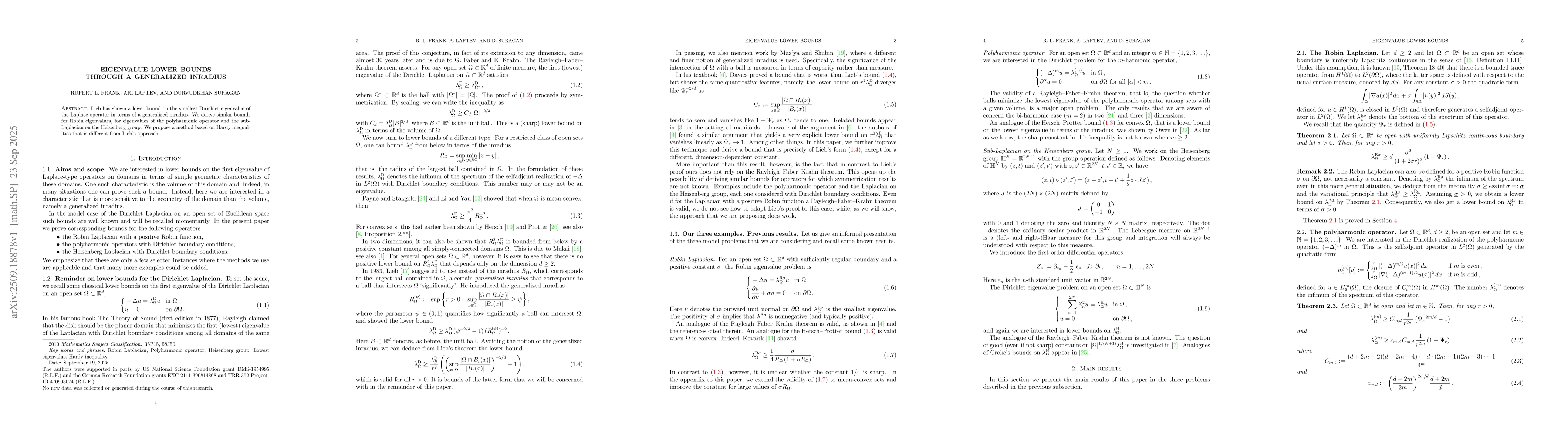 Thumbnail for Eigenvalue lower bounds through a generalized inradius