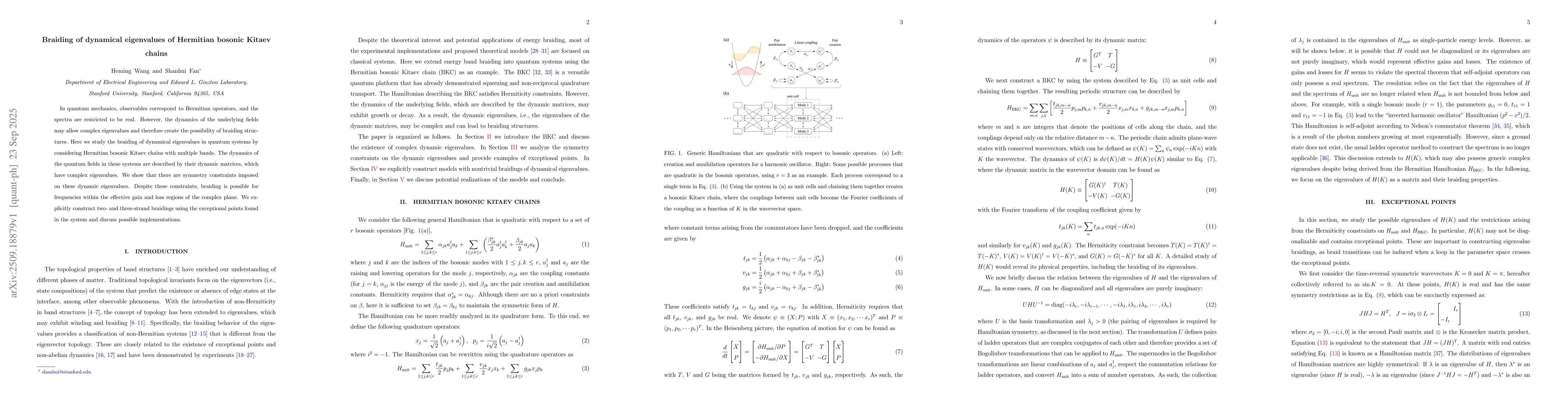 Thumbnail for Braiding of dynamical eigenvalues of Hermitian bosonic Kitaev chains