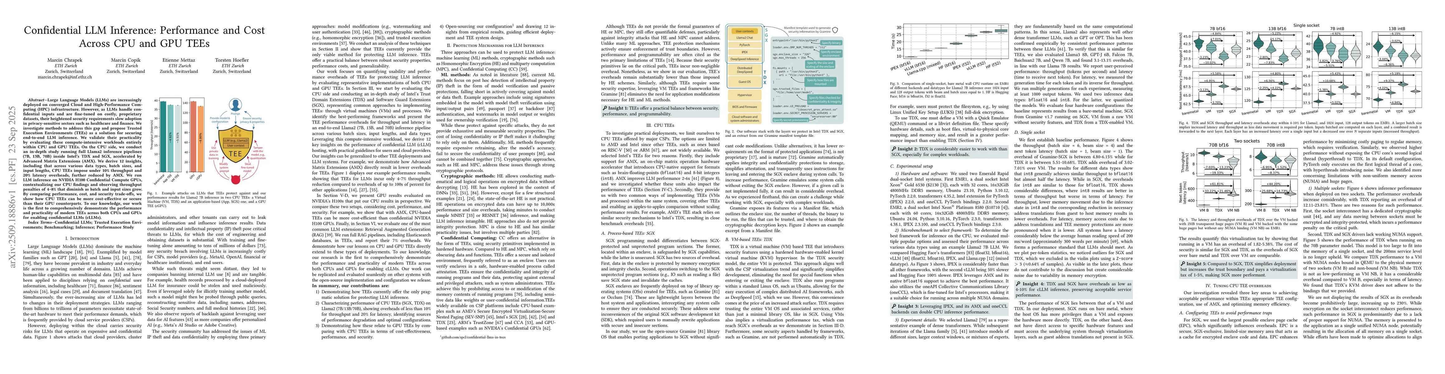 Thumbnail for Confidential LLM Inference: Performance and Cost Across CPU and GPU TEEs