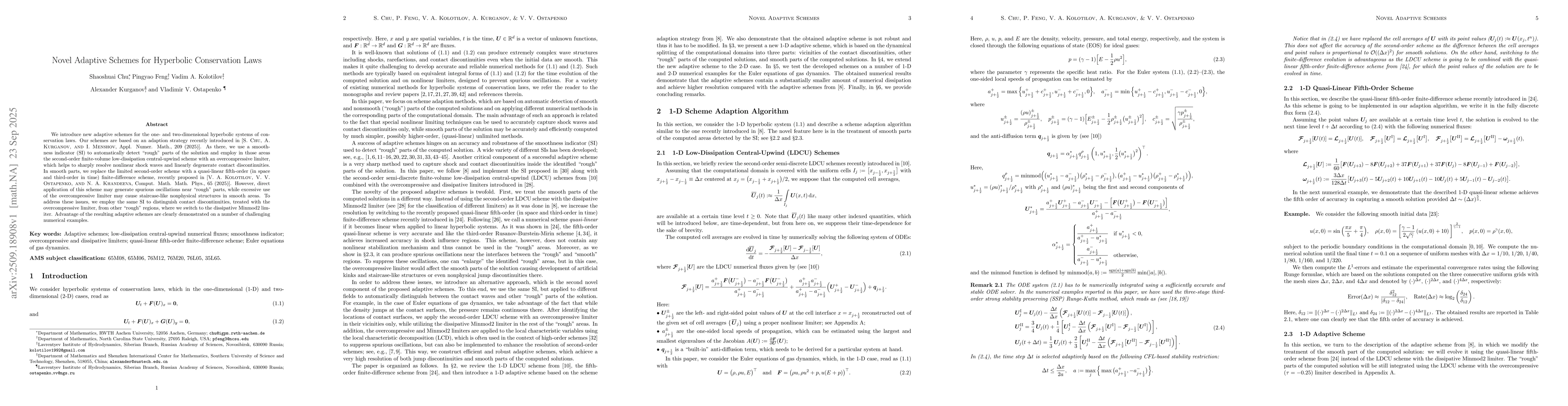 Thumbnail for Novel Adaptive Schemes for Hyperbolic Conservation Laws
