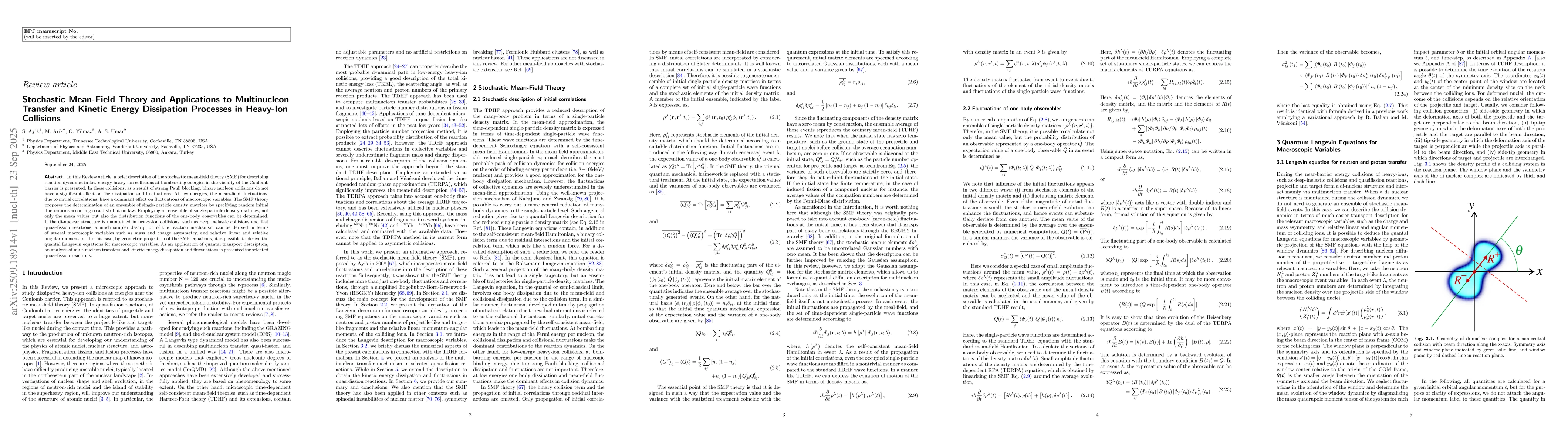 Thumbnail for Stochastic Mean-Field Theory and Applications to Multinucleon Transfer
  and Kinetic Energy Dissipation Processes in Heavy-Ion Collisions