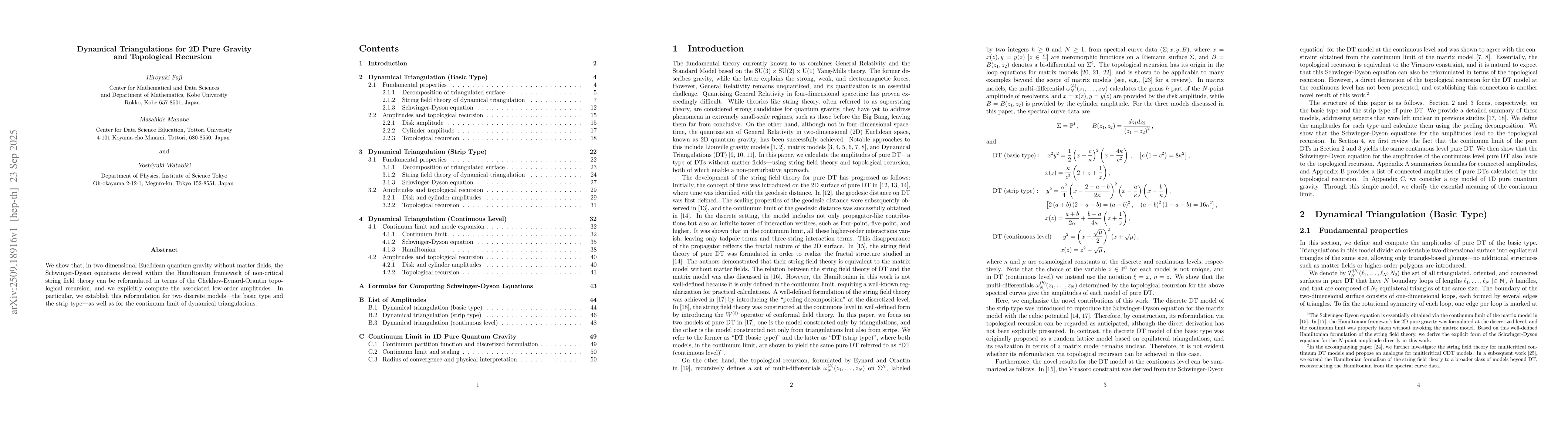 Thumbnail for Dynamical Triangulations for 2D Pure Gravity and Topological Recursion