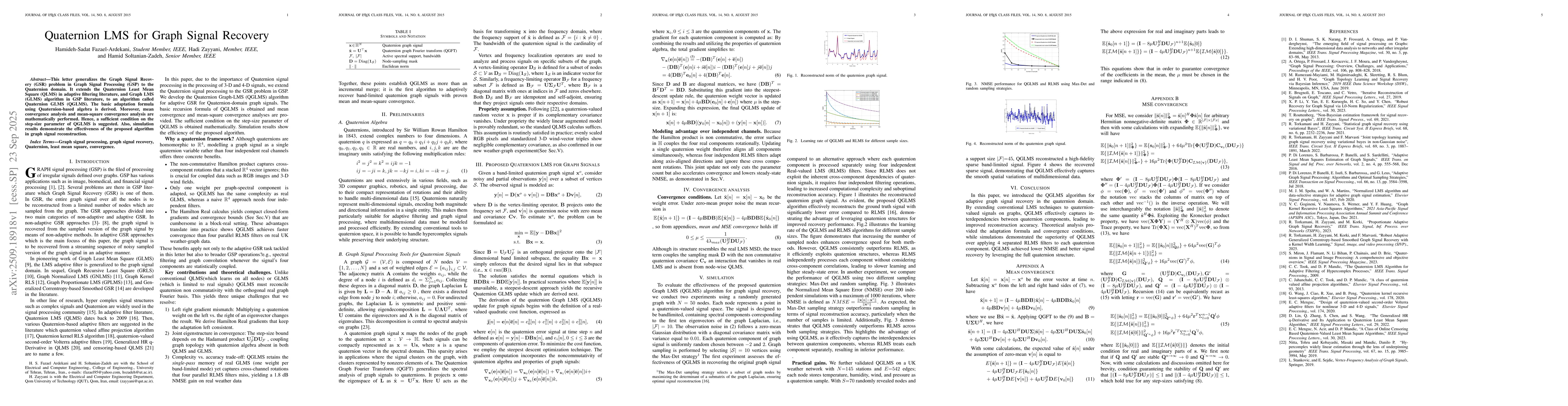 Thumbnail for Quaternion LMS for Graph Signal Recovery