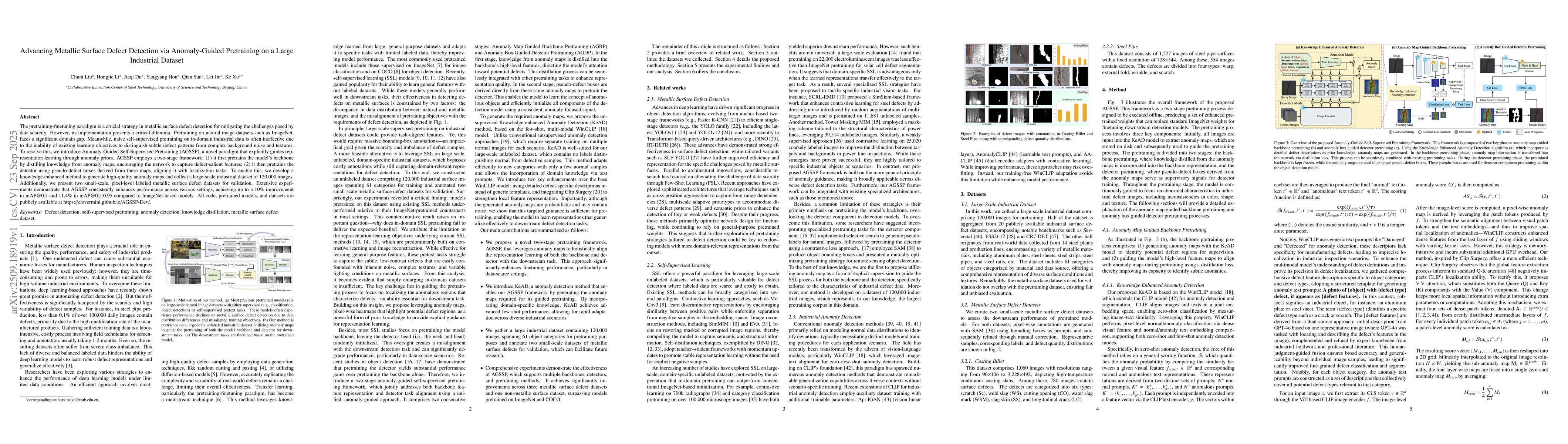Thumbnail for Advancing Metallic Surface Defect Detection via Anomaly-Guided
  Pretraining on a Large Industrial Dataset