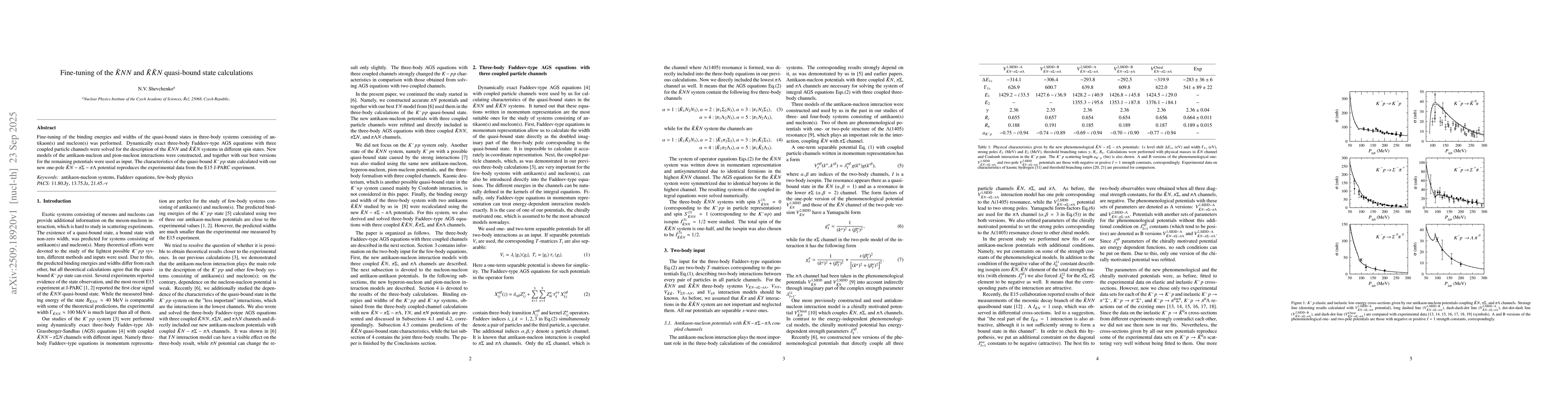 Thumbnail for Fine-tuning of the $\bar{K}NN$ and $\bar{K}\bar{K}N$ quasi-bound state
  calculations