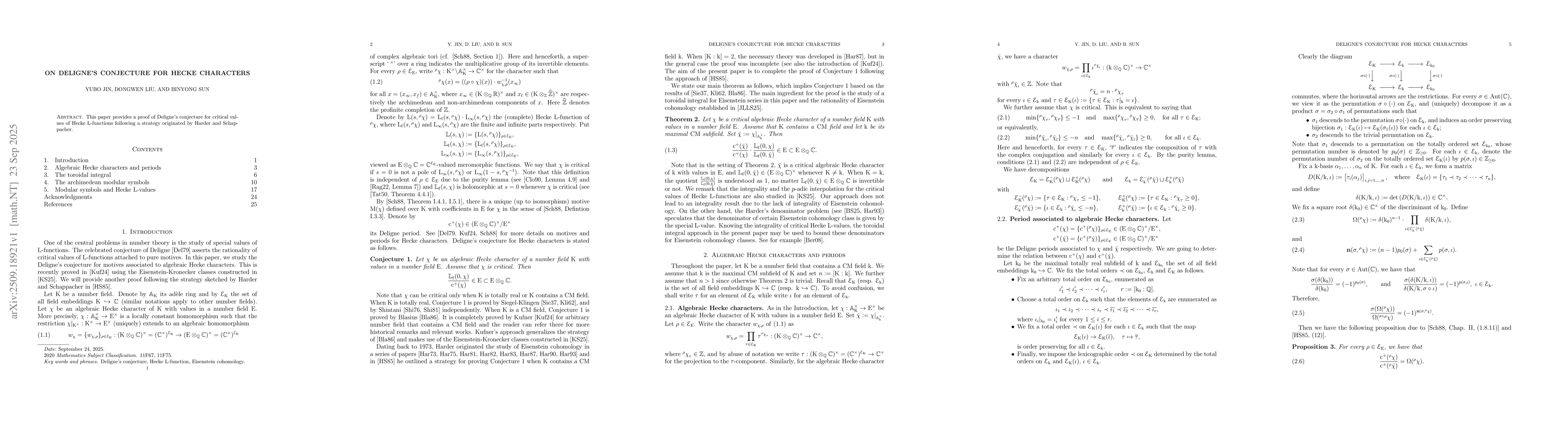 Thumbnail for On Deligne's conjecture for Hecke characters