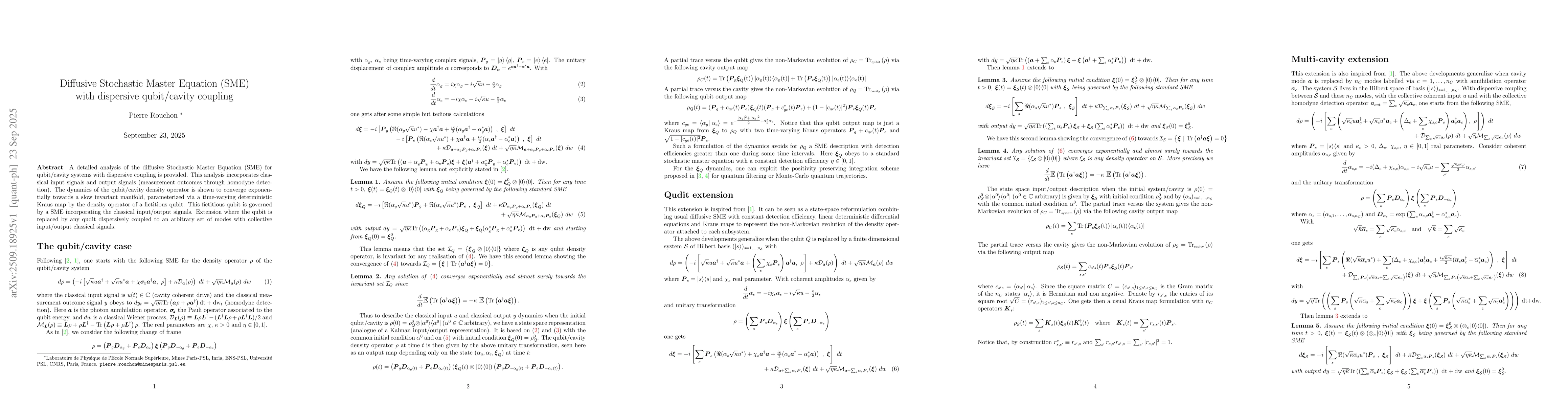Thumbnail for Diffusive Stochastic Master Equation (SME) with dispersive qubit/cavity
  coupling
