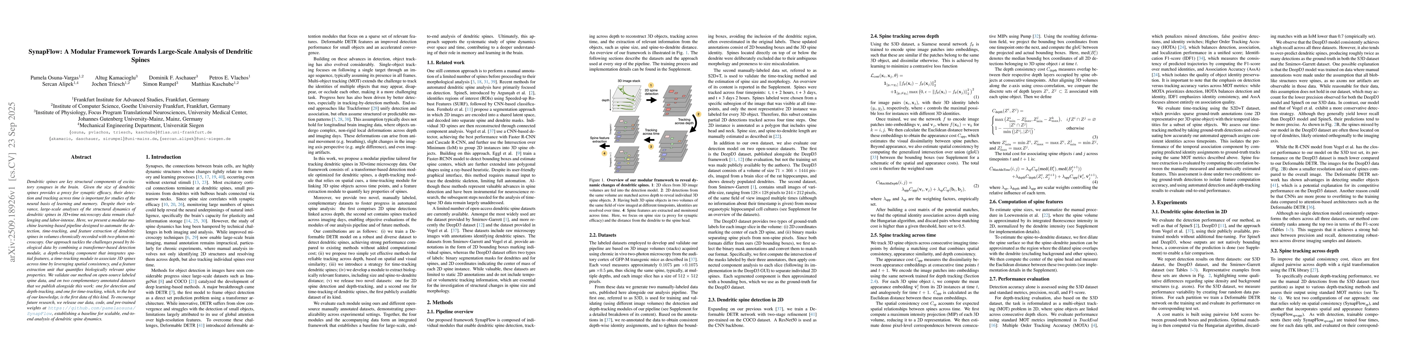 Thumbnail for SynapFlow: A Modular Framework Towards Large-Scale Analysis of Dendritic
  Spines