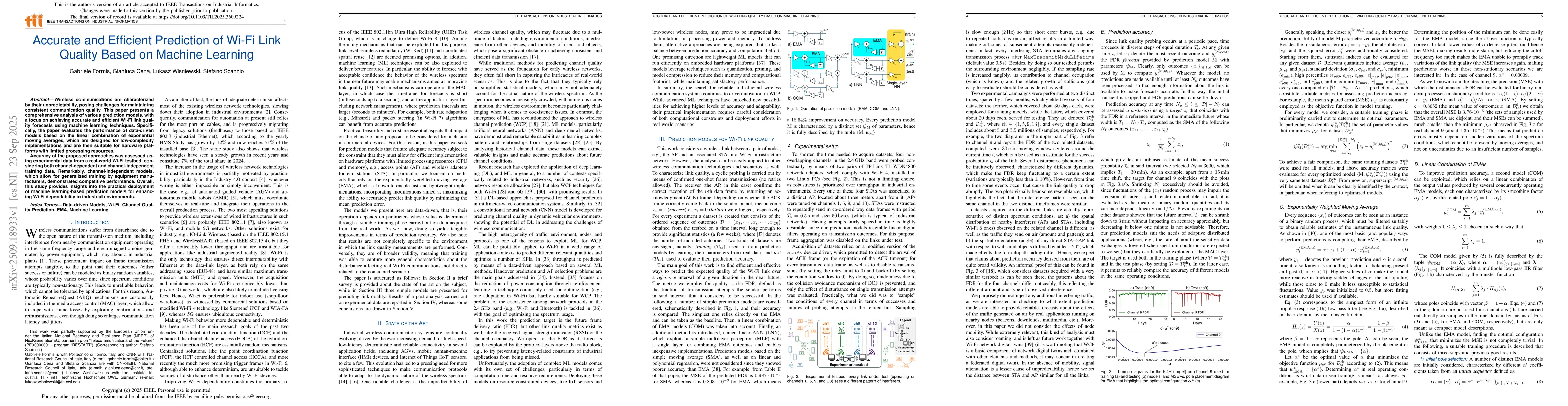Thumbnail for Accurate and Efficient Prediction of Wi-Fi Link Quality Based on Machine
  Learning
