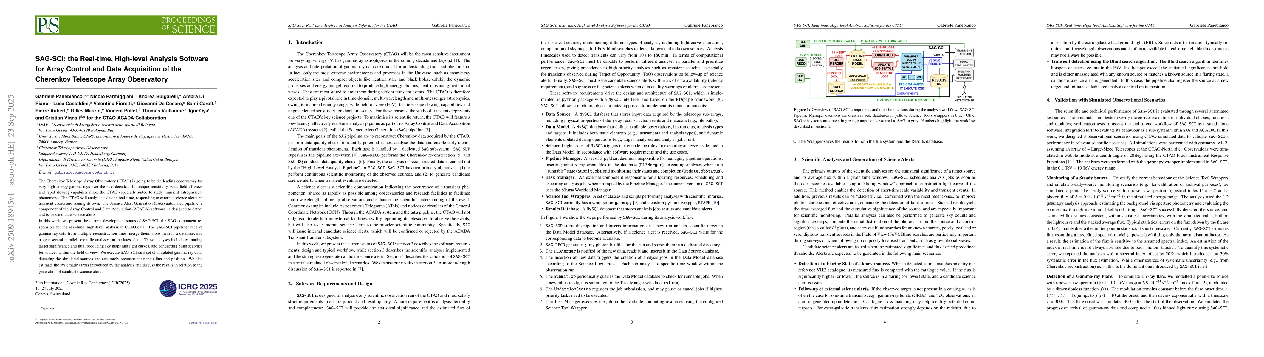 Thumbnail for SAG-SCI: the Real-time, High-level Analysis Software for Array Control
  and Data Acquisition of the Cherenkov Telescope Array Observatory