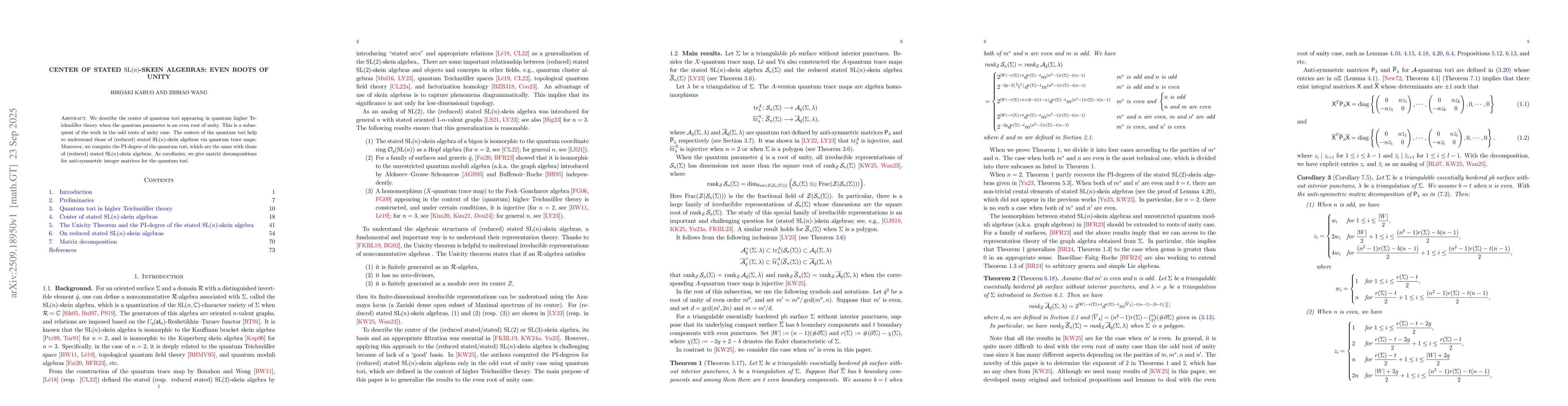 Thumbnail for Center of stated $\mathrm{SL}(n)$-skein algebras: even roots of unity
