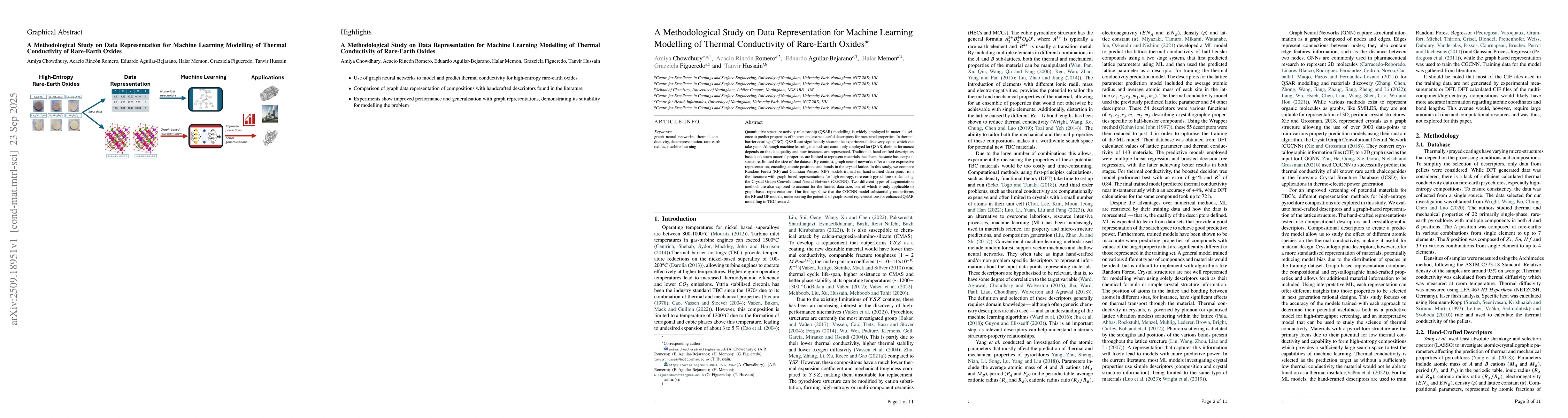 Thumbnail for A Methodological Study on Data Representation for Machine Learning
  Modelling of Thermal Conductivity of Rare-Earth Oxides