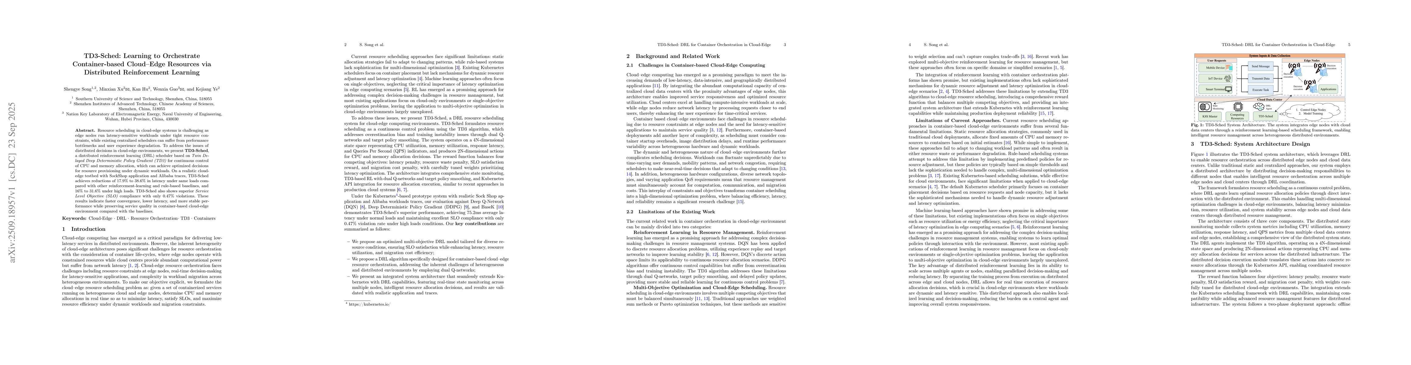 Thumbnail for TD3-Sched: Learning to Orchestrate Container-based Cloud-Edge Resources
  via Distributed Reinforcement Learning