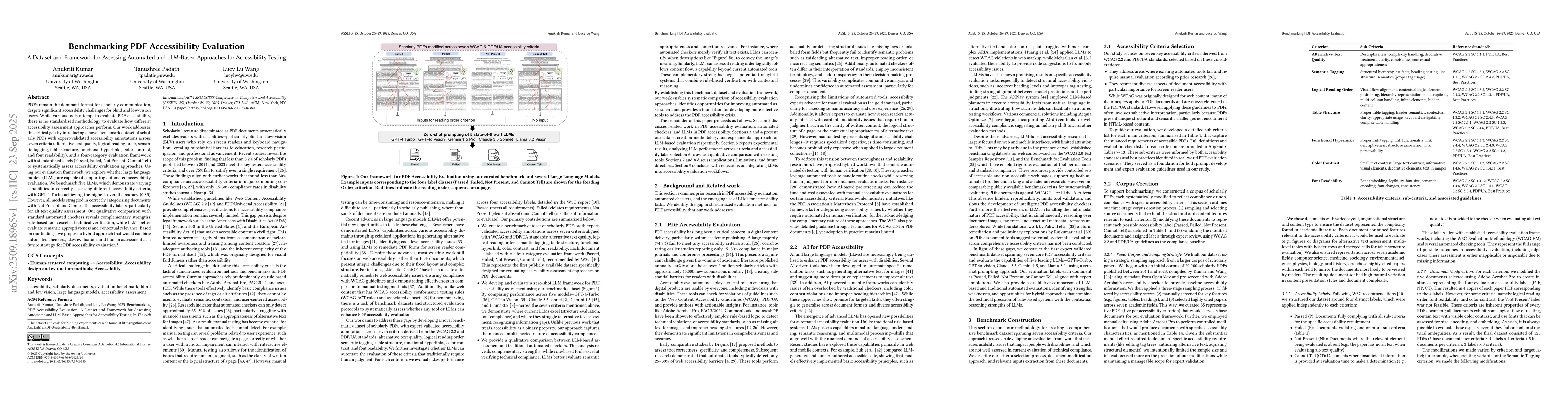 Thumbnail for Benchmarking PDF Accessibility Evaluation A Dataset and Framework for
  Assessing Automated and LLM-Based Approaches for Accessibility Testing