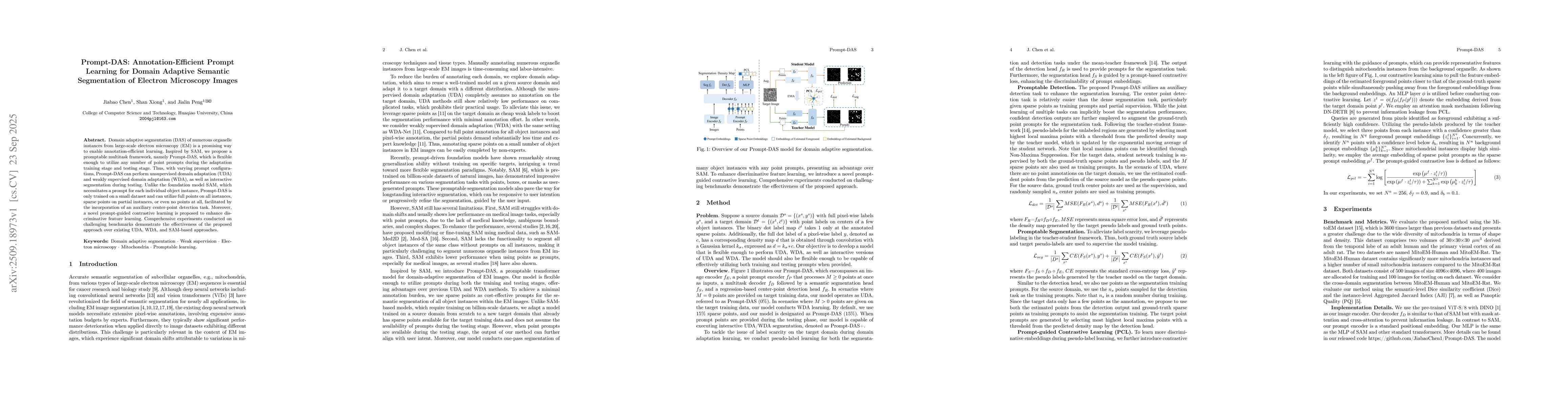 Thumbnail for Prompt-DAS: Annotation-Efficient Prompt Learning for Domain Adaptive
  Semantic Segmentation of Electron Microscopy Images