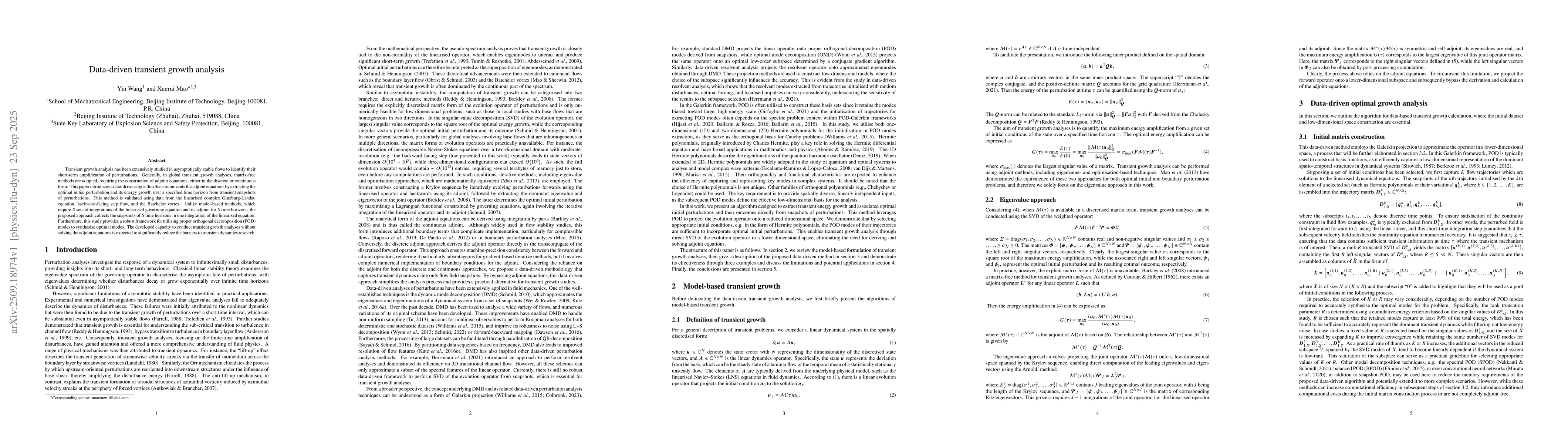 Thumbnail for Data-driven transient growth analysis