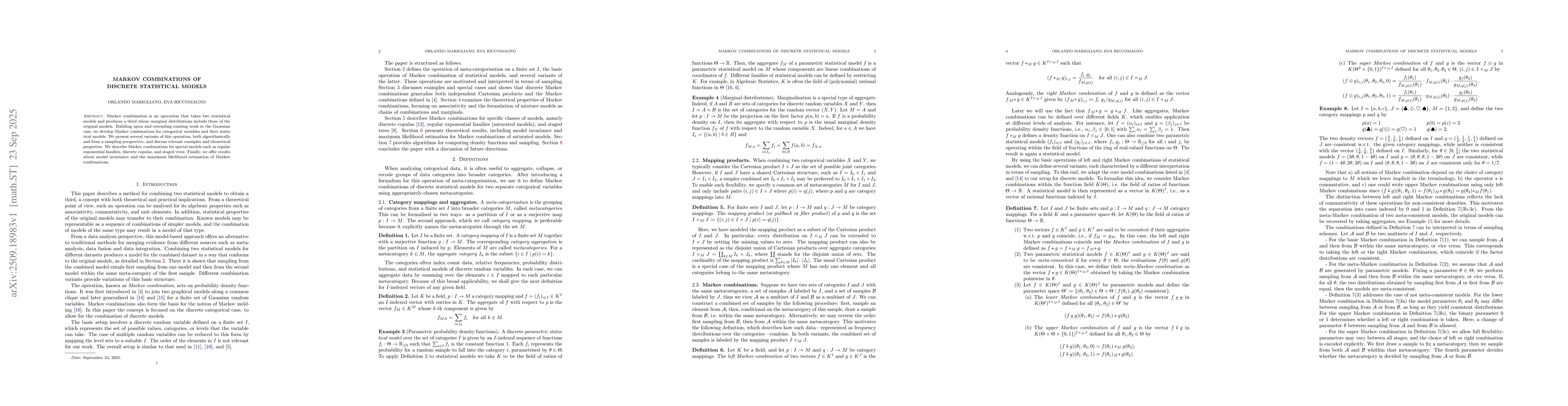 Thumbnail for Markov Combinations of Discrete Statistical Models