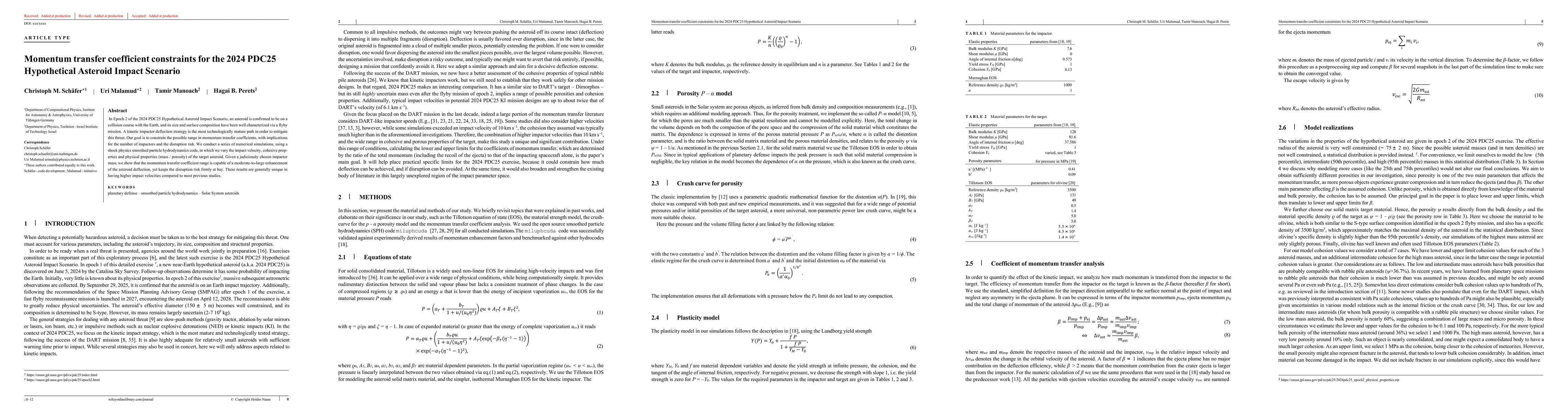 Thumbnail for Momentum transfer coefficient constraints for the 2024 PDC25
  Hypothetical Asteroid Impact Scenario