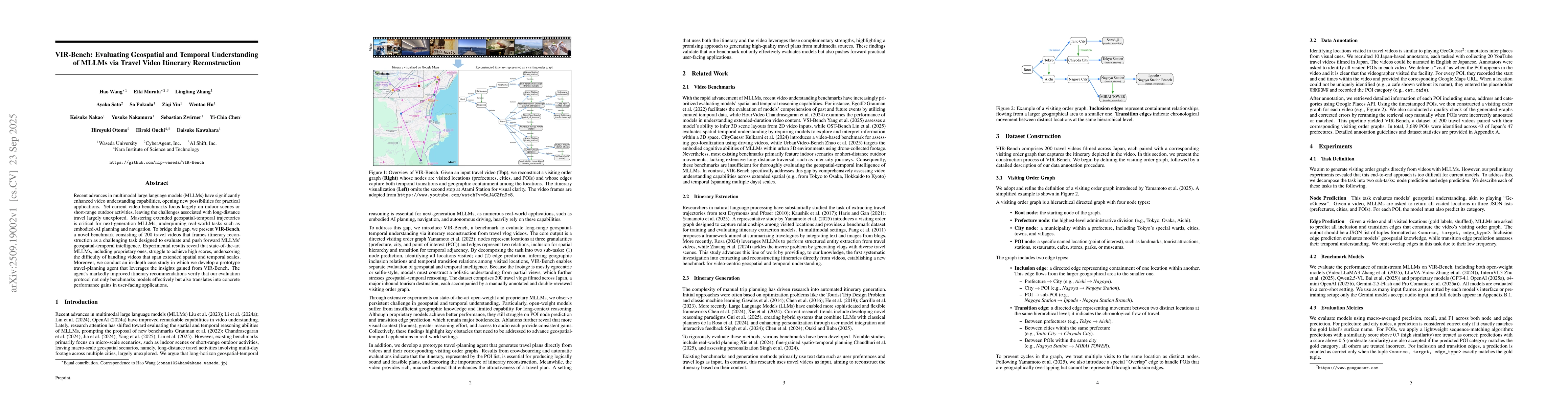 Thumbnail for VIR-Bench: Evaluating Geospatial and Temporal Understanding of MLLMs via
  Travel Video Itinerary Reconstruction