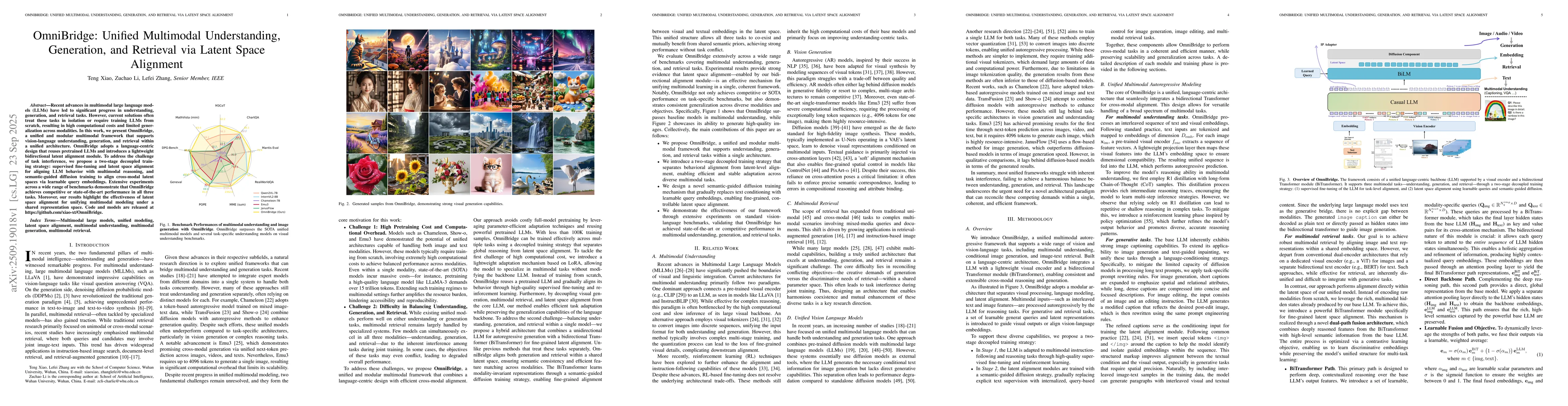 Thumbnail for OmniBridge: Unified Multimodal Understanding, Generation, and Retrieval
  via Latent Space Alignment