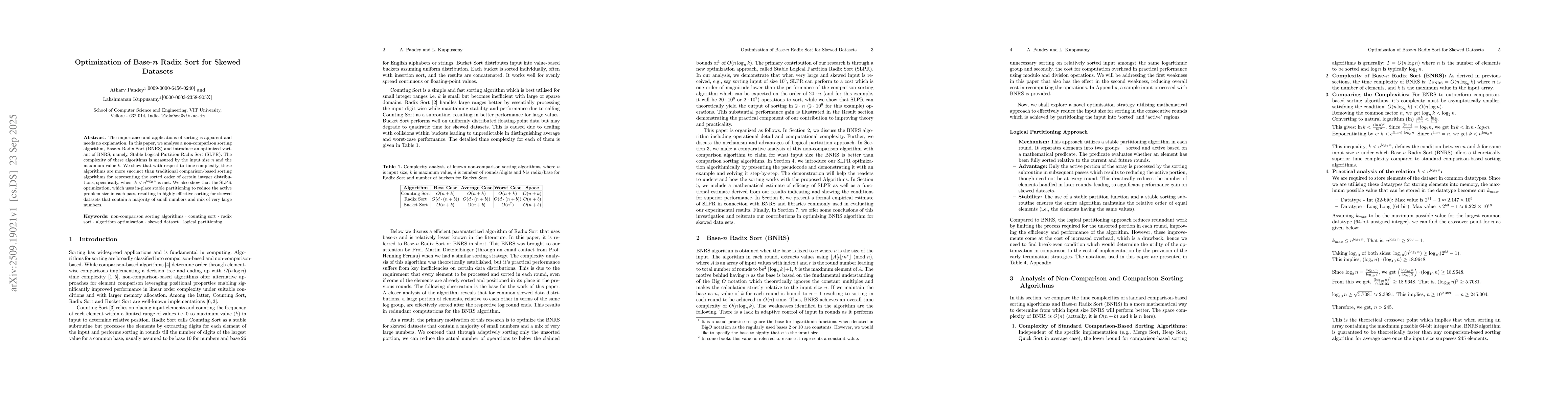 Thumbnail for Optimization of Base-n Radix Sort for Skewed Datasets