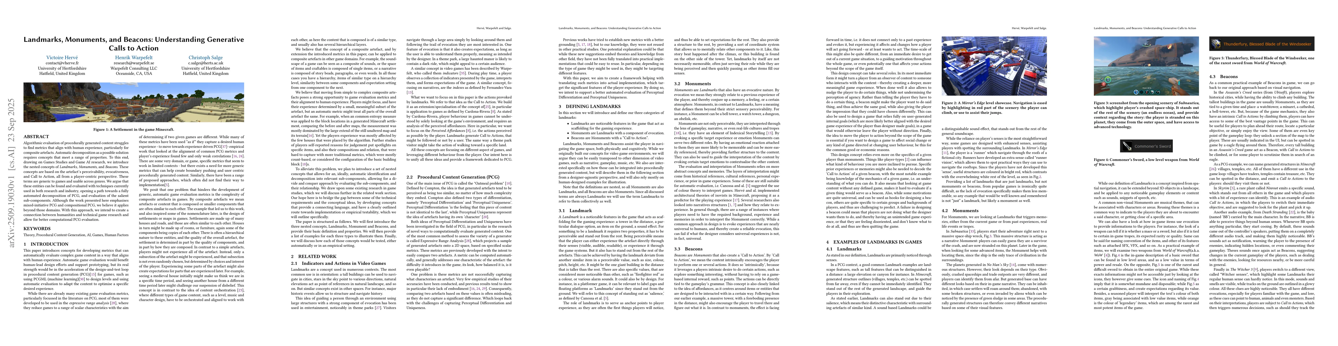Thumbnail for Landmarks, Monuments, and Beacons: Understanding Generative Calls to
  Action