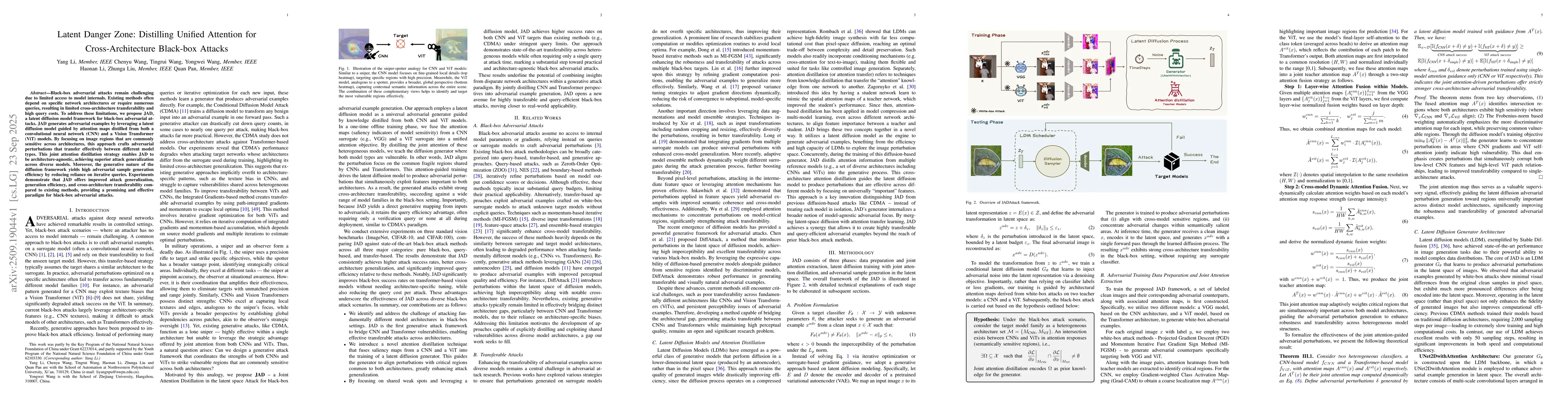 Thumbnail for Latent Danger Zone: Distilling Unified Attention for Cross-Architecture
  Black-box Attacks