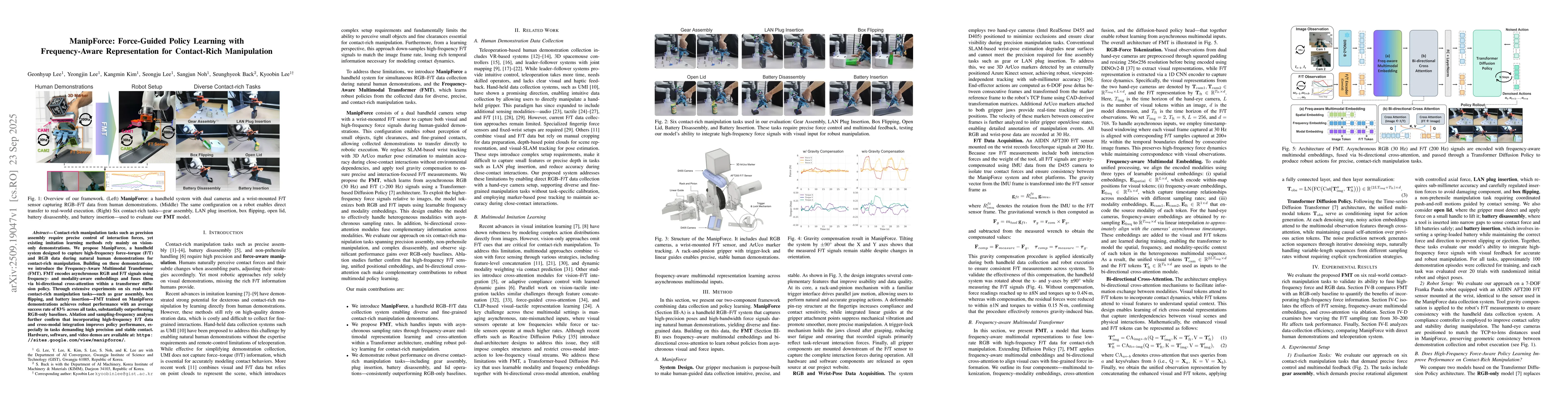 Thumbnail for ManipForce: Force-Guided Policy Learning with Frequency-Aware
  Representation for Contact-Rich Manipulation