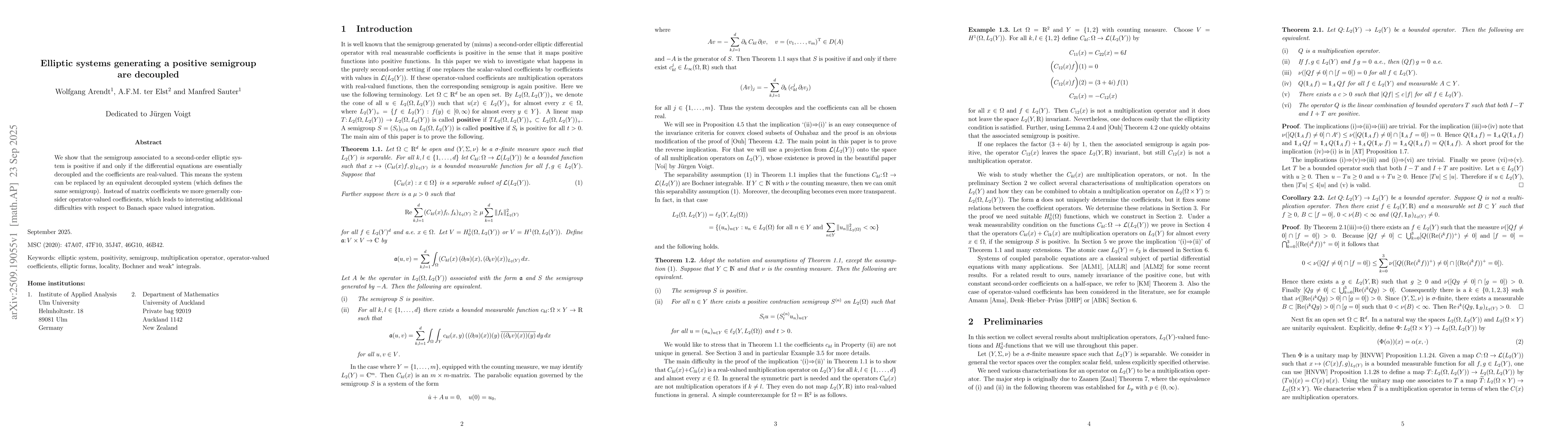 Thumbnail for Elliptic systems generating a positive semigroup are decoupled