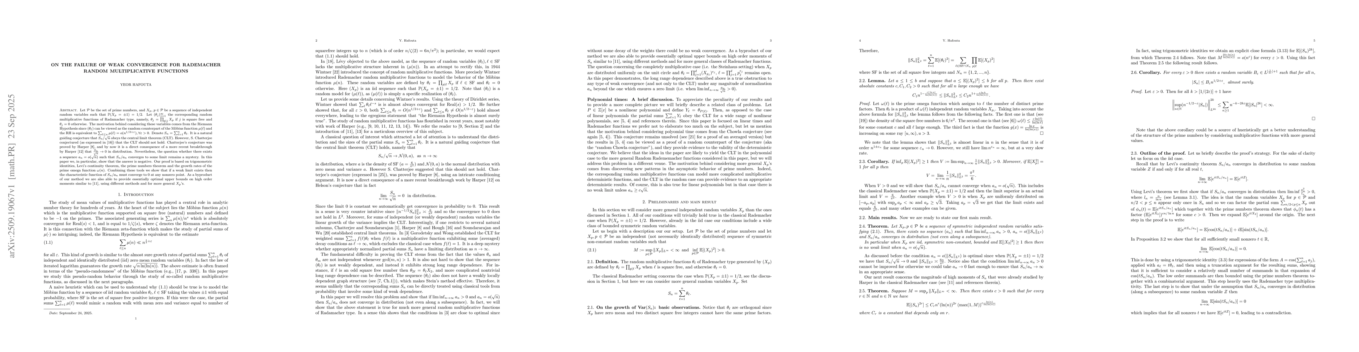 Thumbnail for On the failure of weak convergence for Rademacher random multiplicative
  functions