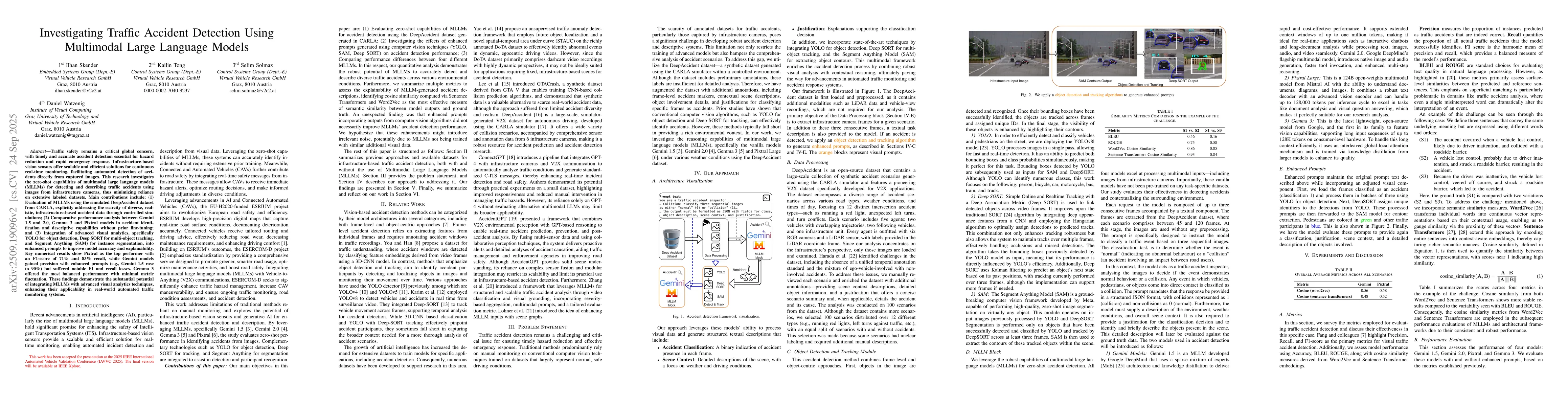 Thumbnail for Investigating Traffic Accident Detection Using Multimodal Large Language
  Models