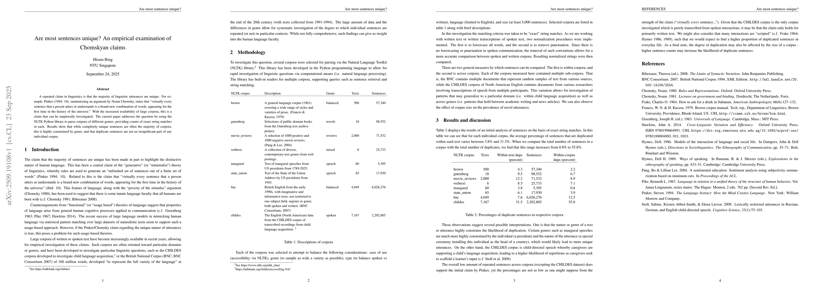 Thumbnail for Are most sentences unique? An empirical examination of Chomskyan claims