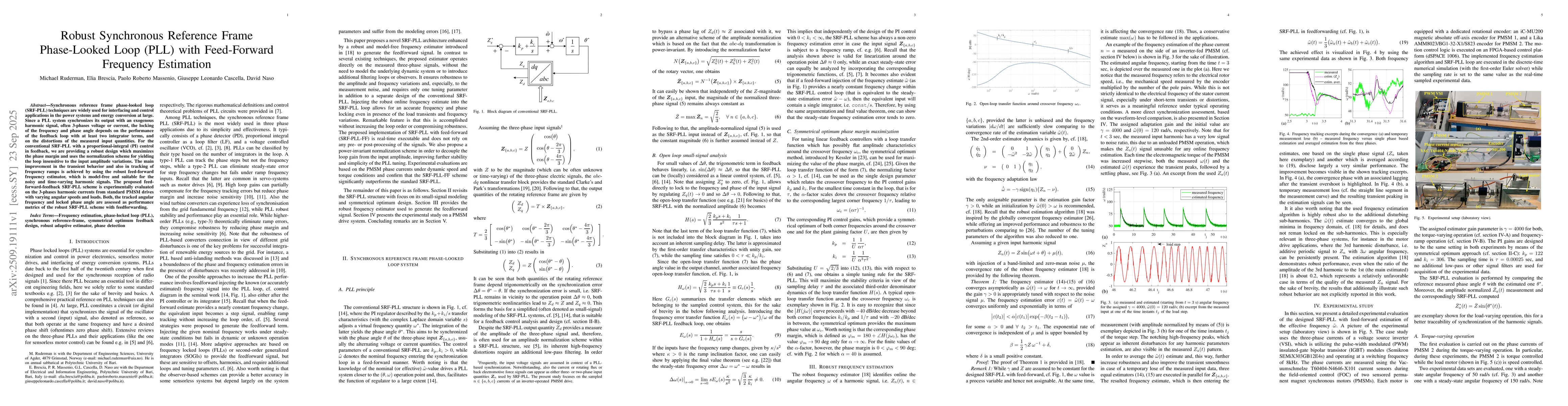 Thumbnail for Robust Synchronous Reference Frame Phase-Looked Loop (PLL) with
  Feed-Forward Frequency Estimation