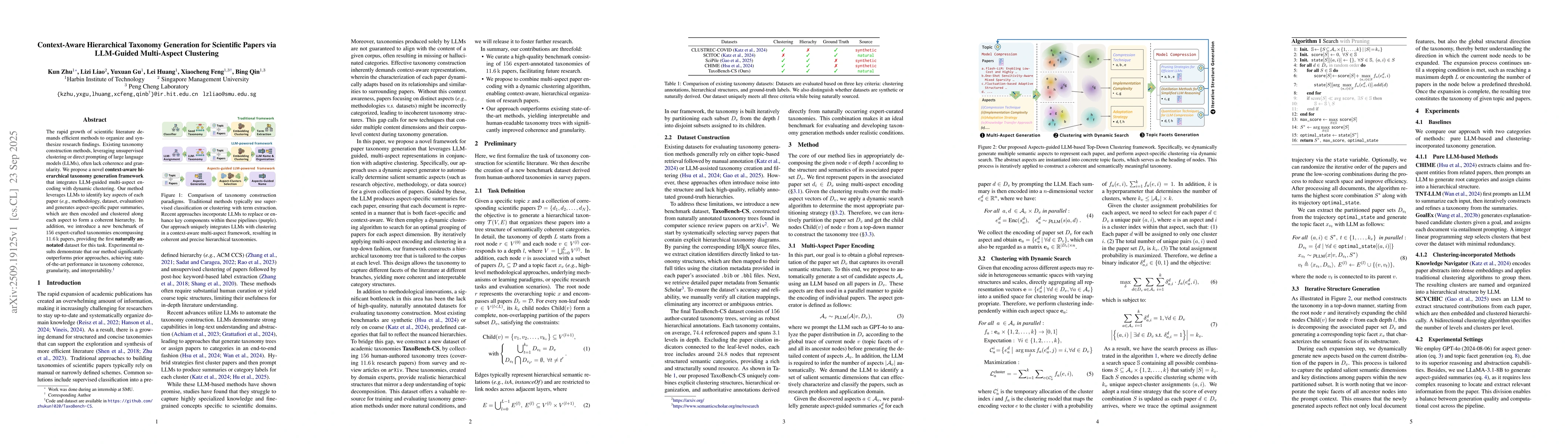 Thumbnail for Context-Aware Hierarchical Taxonomy Generation for Scientific Papers via
  LLM-Guided Multi-Aspect Clustering