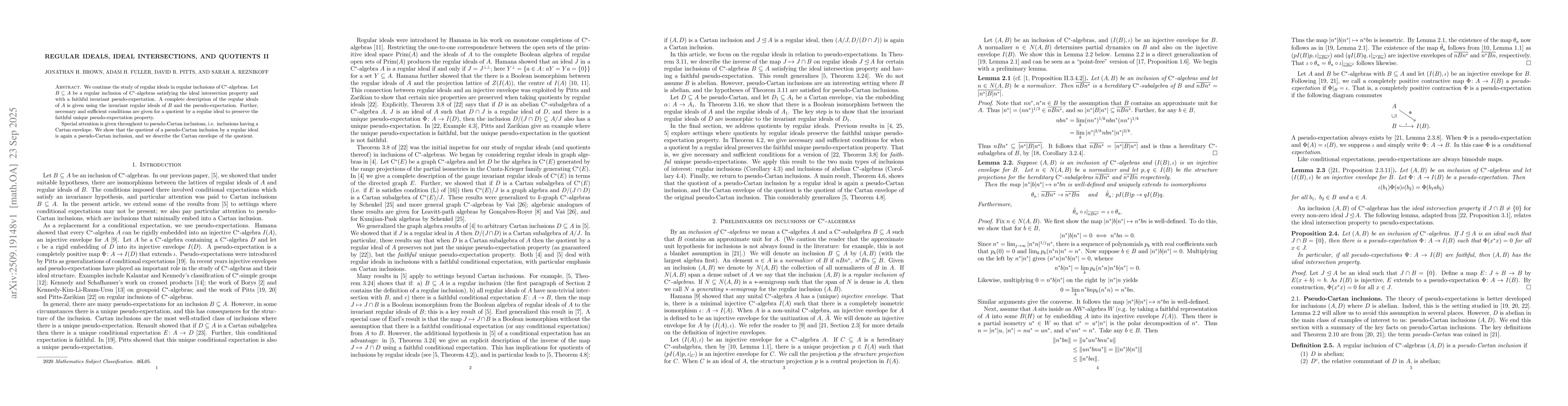 Thumbnail for Regular ideals, Ideal Intersections and Quotients II